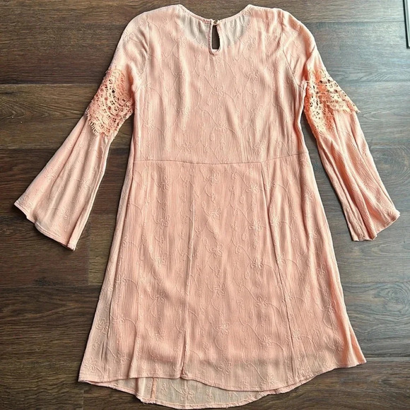 Mod Ref Bohemian Dress | Long Sleeve Dress | Peach | Light Orange | Lace Dress - Picture 8 of 8